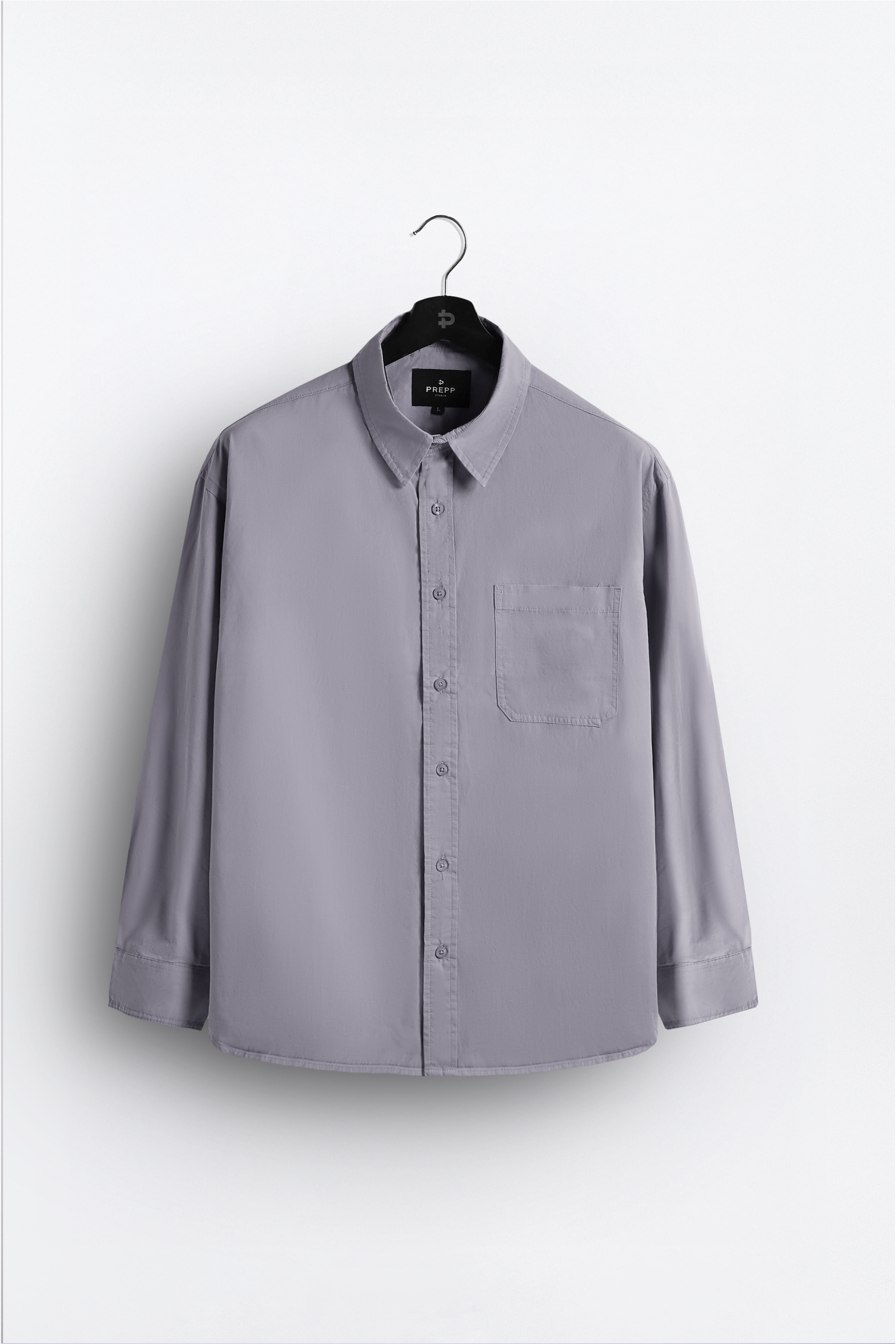 PSDT13-DREXEL OVERSIZED SHIRT BASIC COLLAR LIGHT GREY