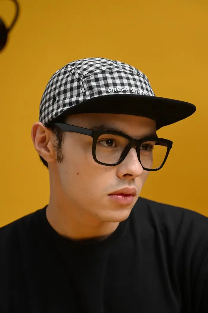 PADP02-5 PANEL GINGHAM CAP BLACK