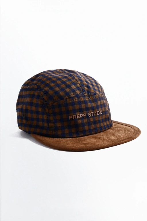 Image of PADP05-5 PANEL GINGHAM CAP BROWN