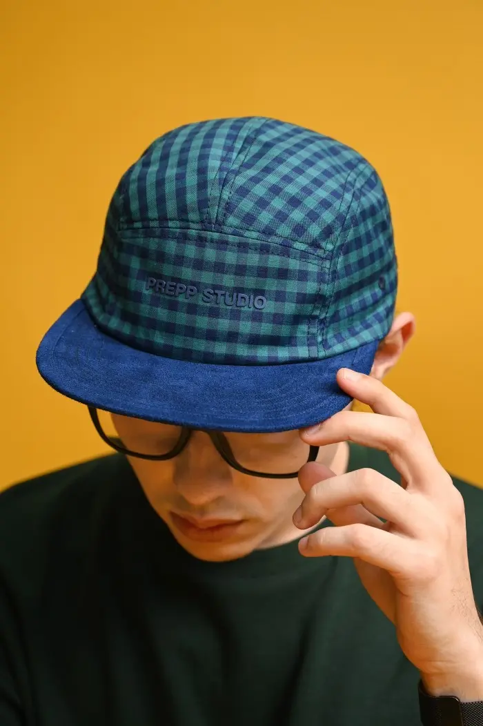 PADP16-5 PANEL GINGHAM CAP NAVY