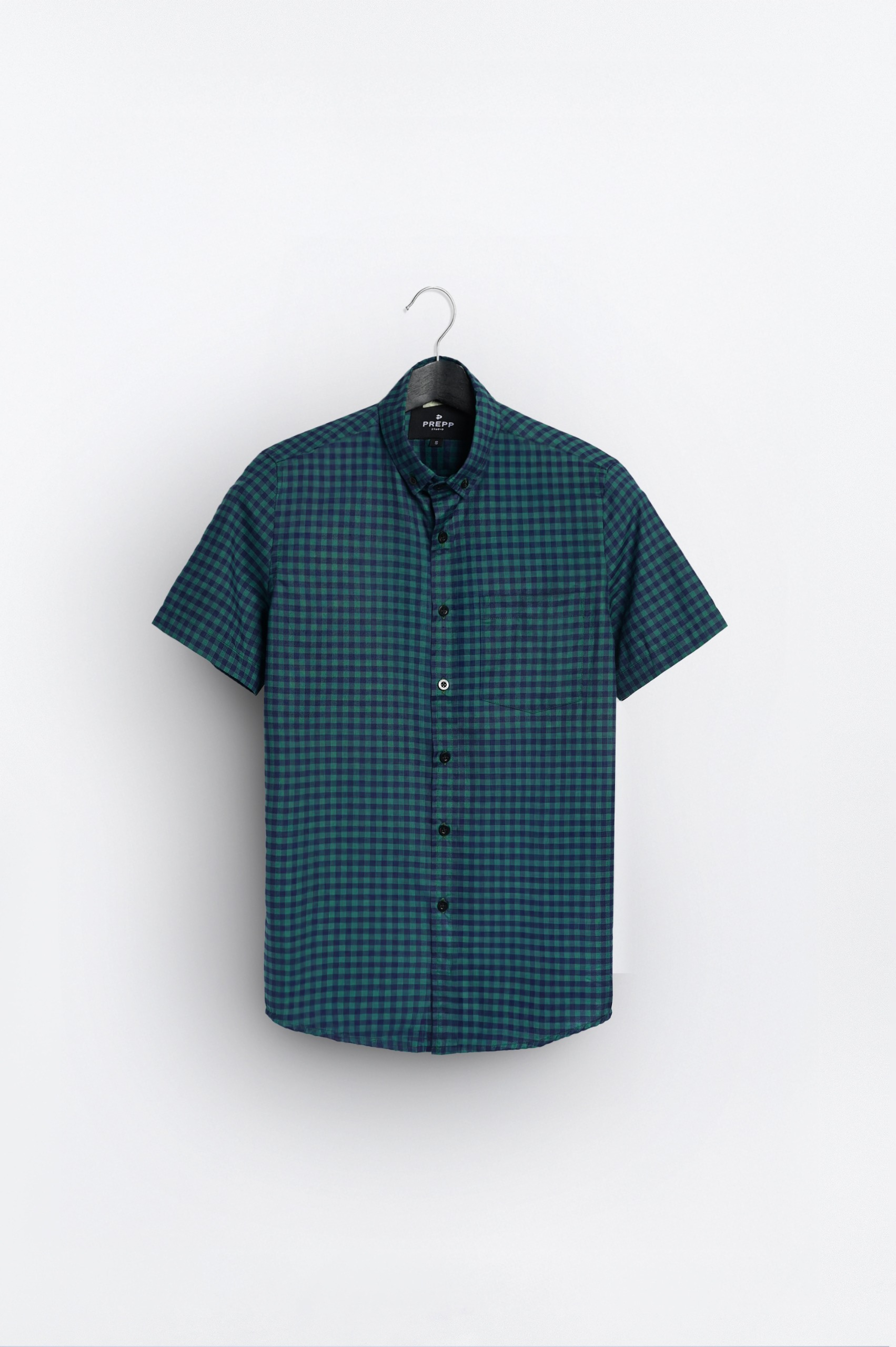 PSCR66-GINGHAM SHORT SLEEVE SHIRT PREPP SCOOTER EDITION CYAN