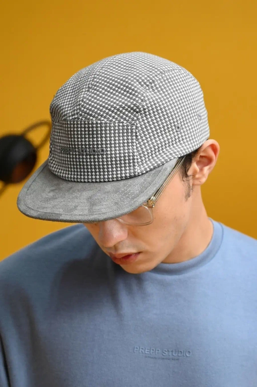 Image of PADQ10-5 PANEL HOUNDSTOOTH CAP GREY