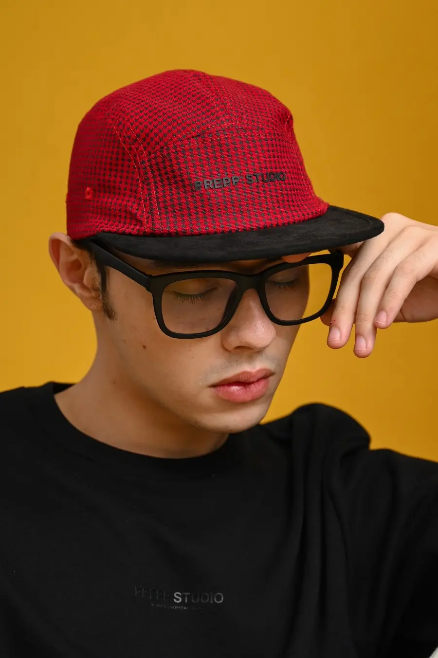 PADQ14-5 PANEL HOUNDSTOOTH CAP MAROON