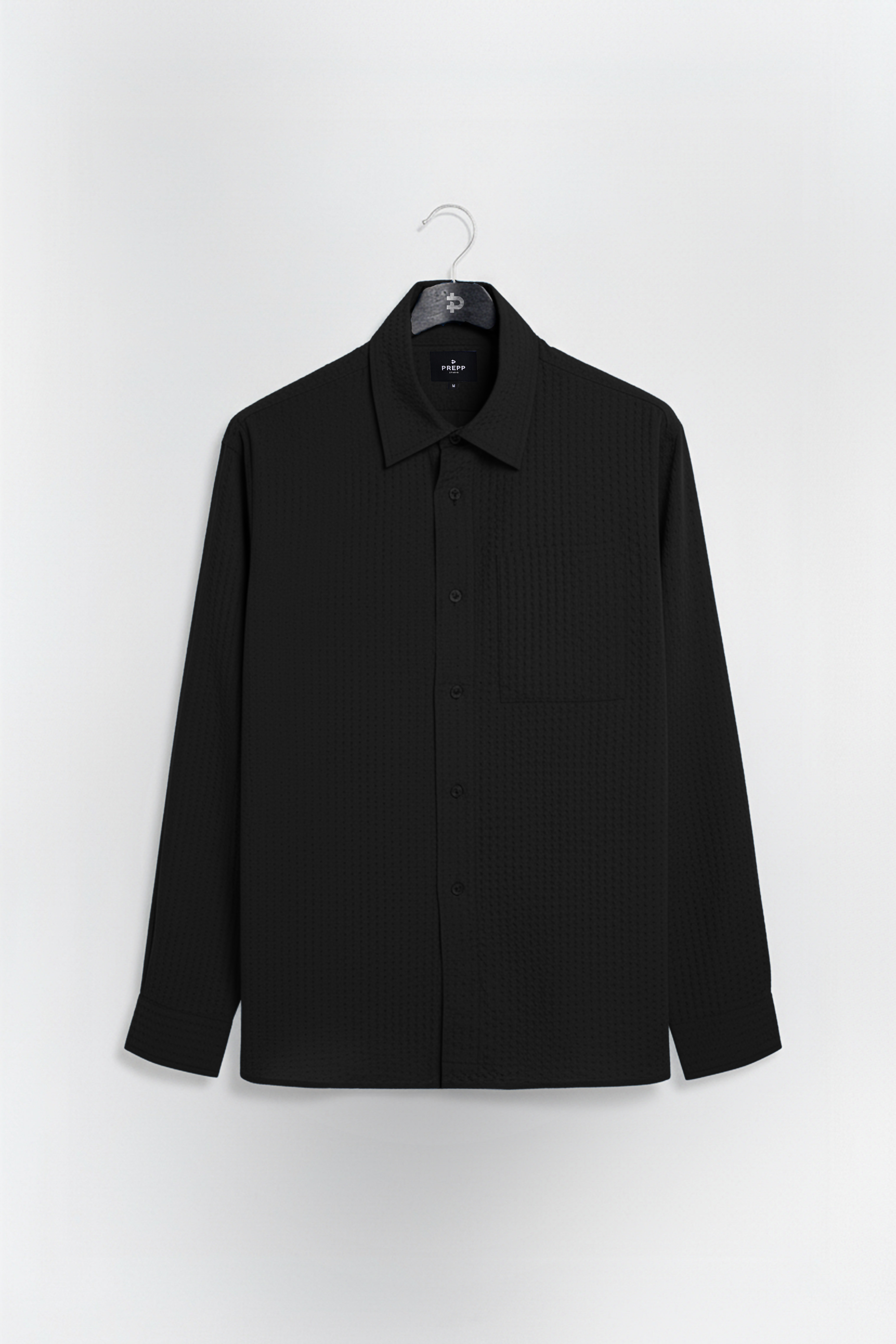 PSFR02-VELOFORE SEERSUCKER LONG SLEEVE SHIRT BLACK