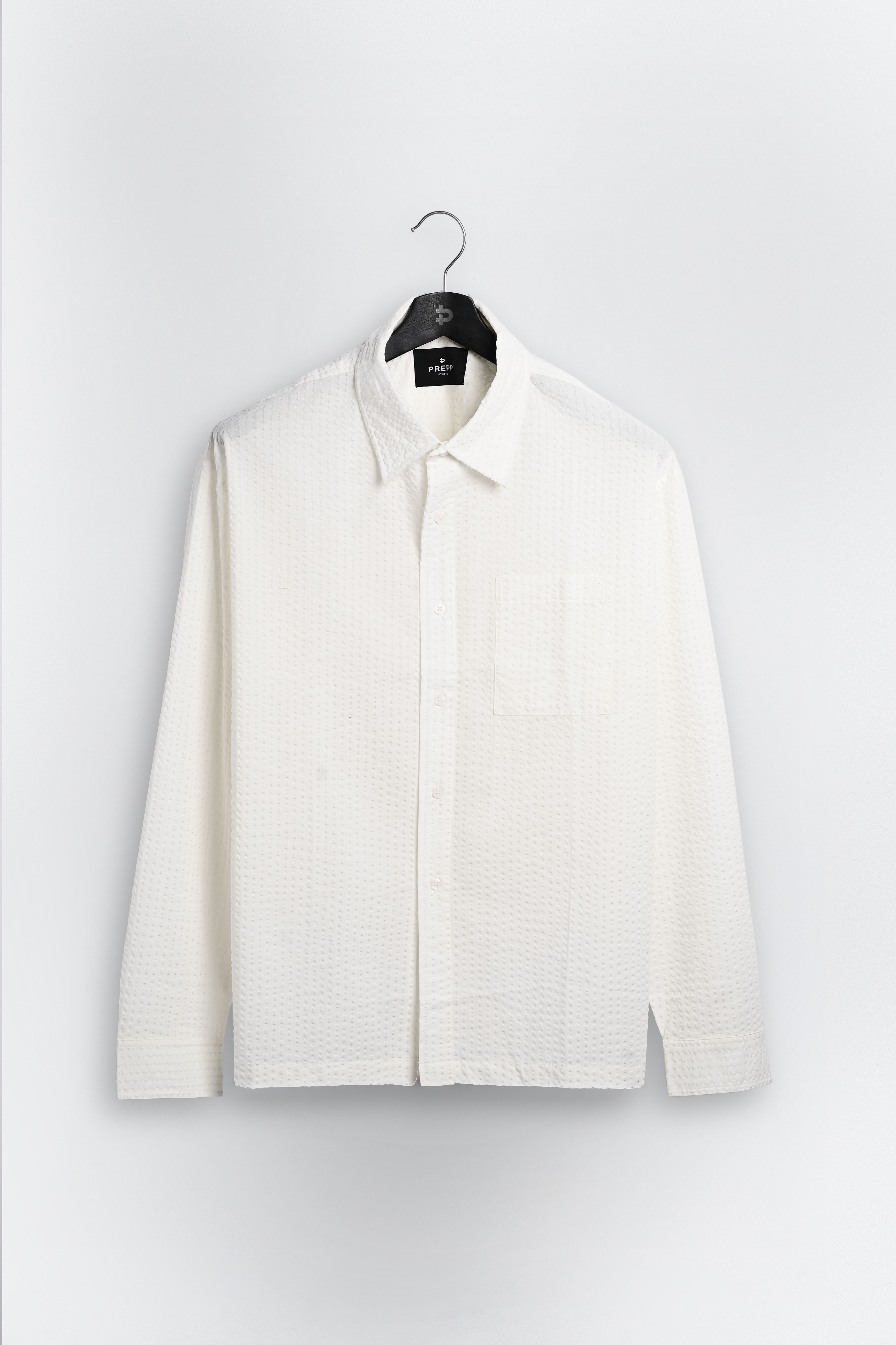 VELOFORE SEERSUCKER LONG SLEEVE SHIRT WHITE