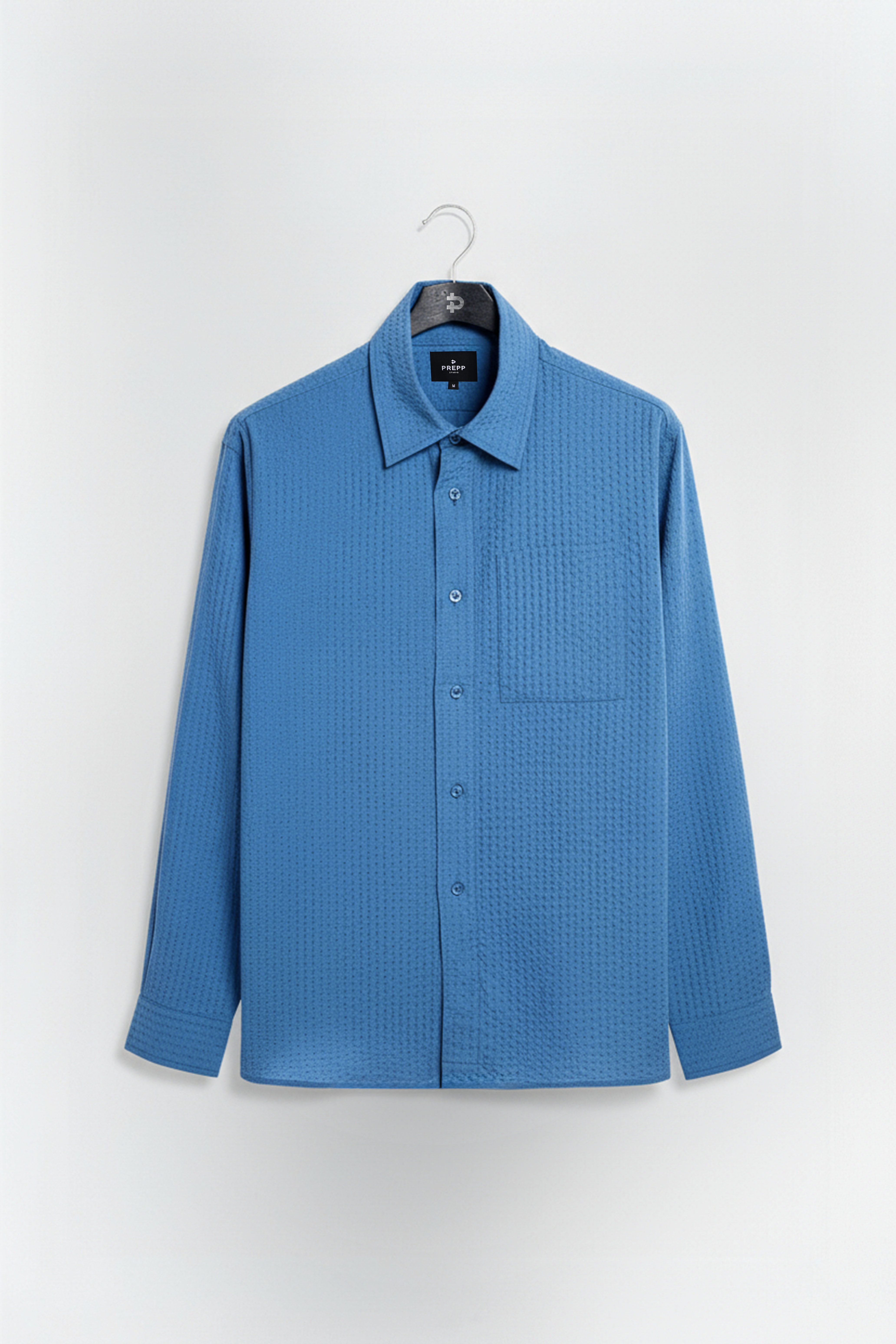 VELOFORE SEERSUCKER LONG SLEEVE SHIRT ATLANTIC BLUE