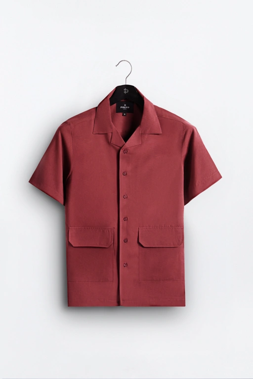 ULTIMATE CUBAN DOUBLE POCKET SHIRT MAROON