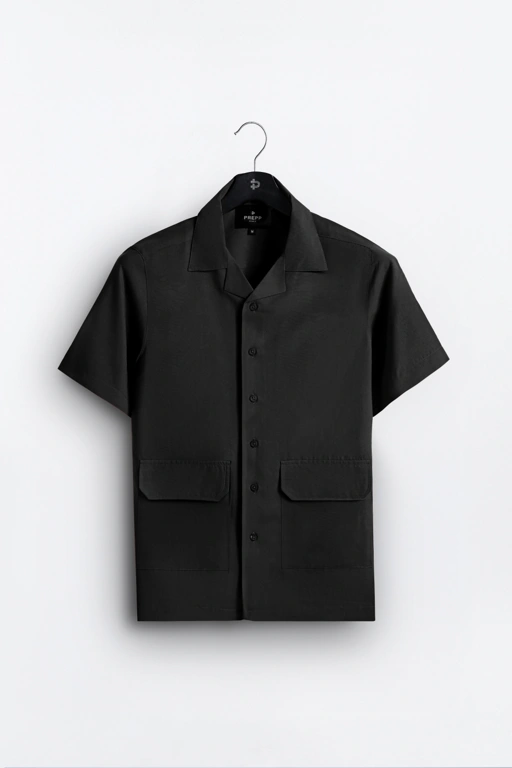 ULTIMATE CUBAN DOUBLE POCKET SHIRT BLACK