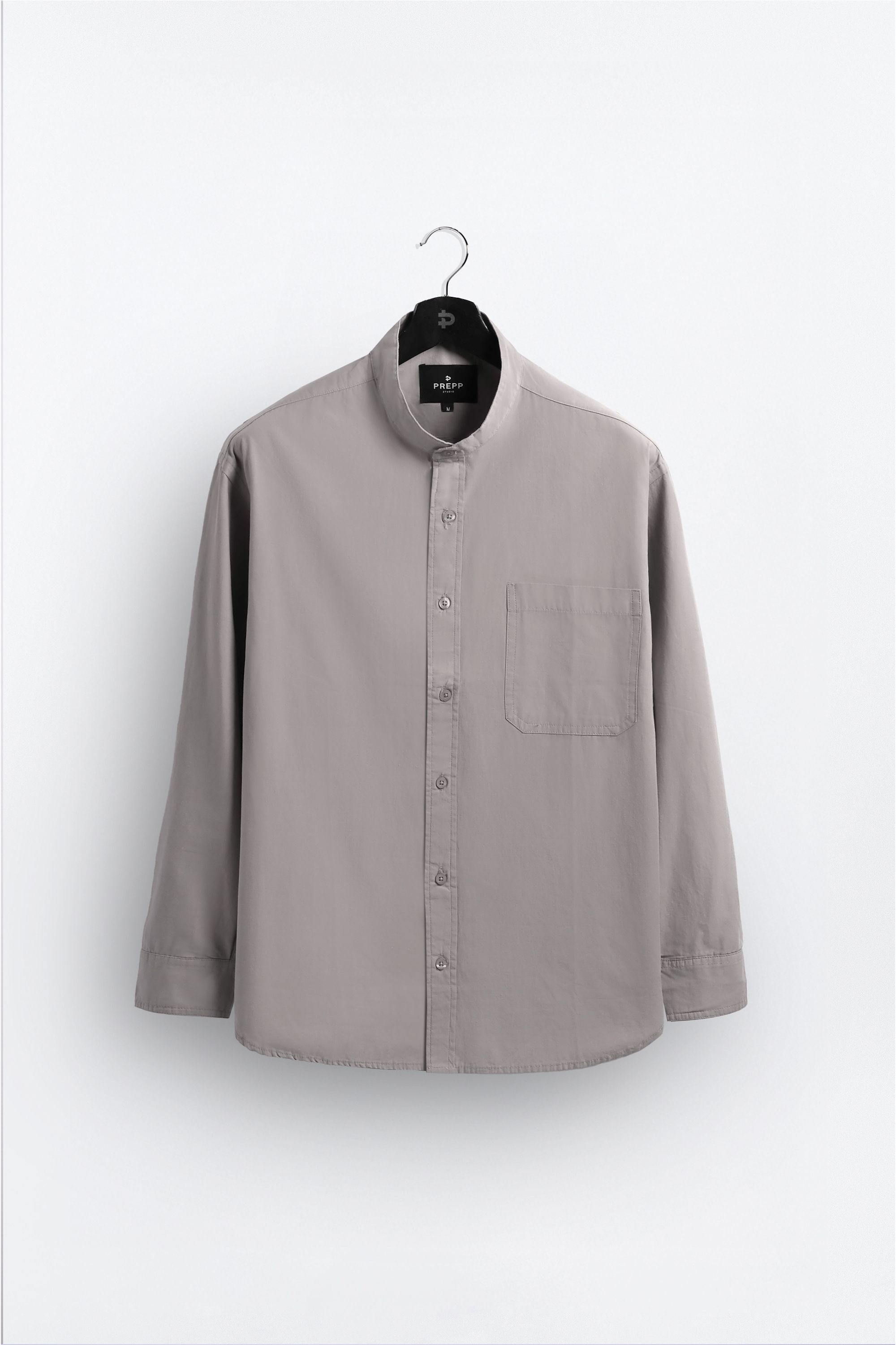 PSDU13-DREXEL OVERSIZED SHIRT STAND COLLAR LIGHT GREY