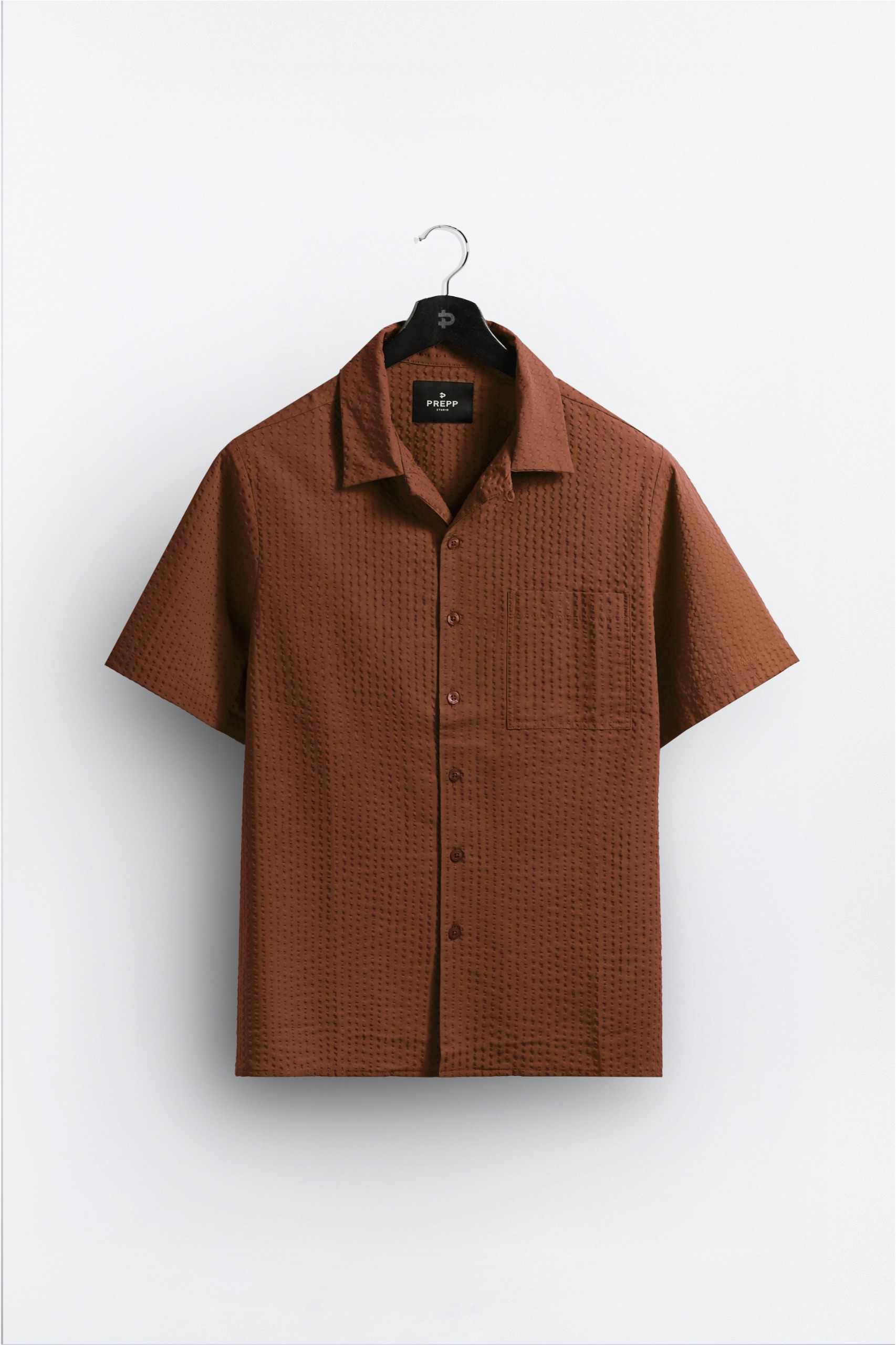 PSFS05-VELOFORE SEERSUCKER SHORT SLEEVE BROWN