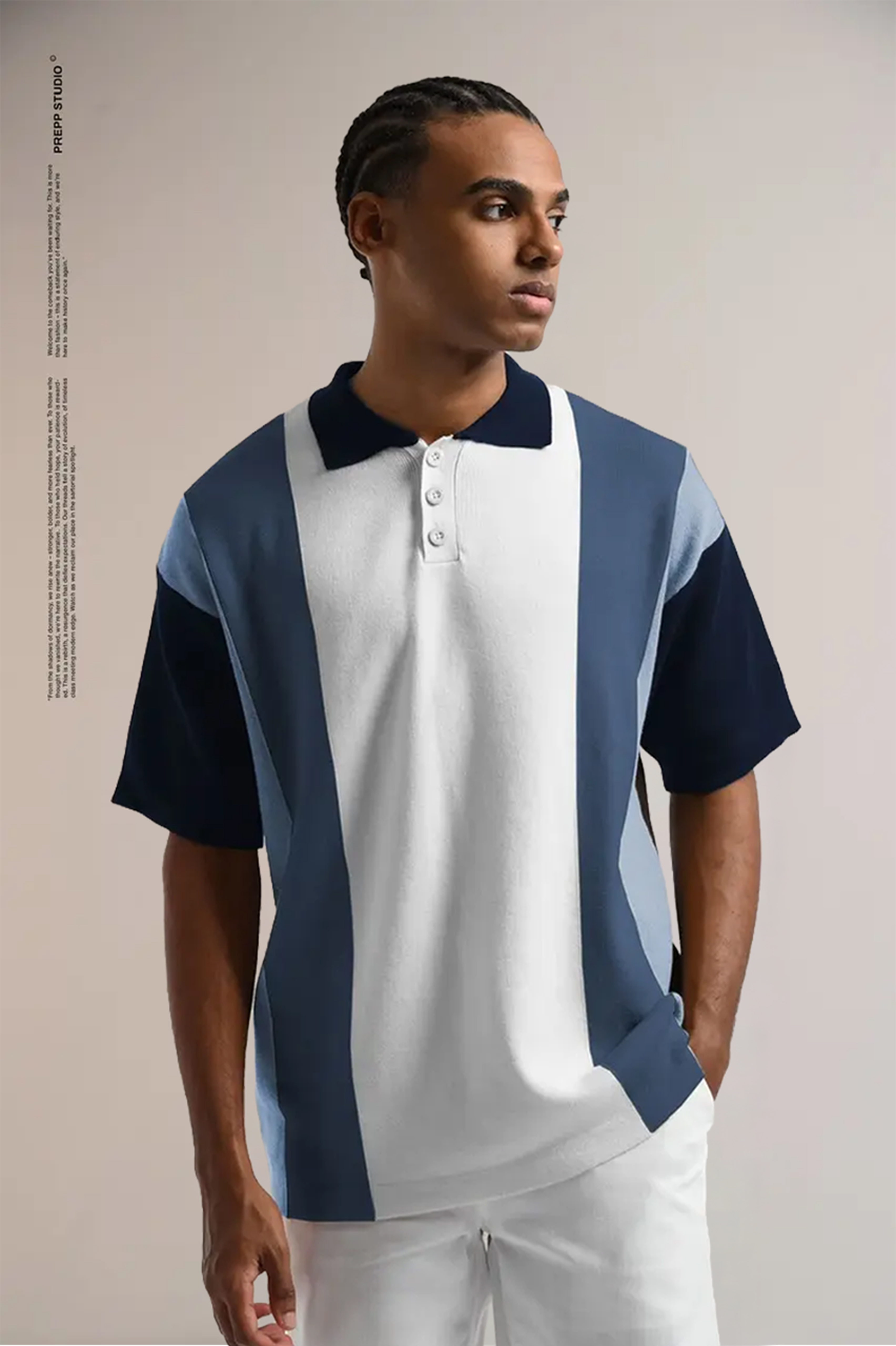 POLO STRIPE SENSE 4 STRIPE BLUE LIGHT BLUE