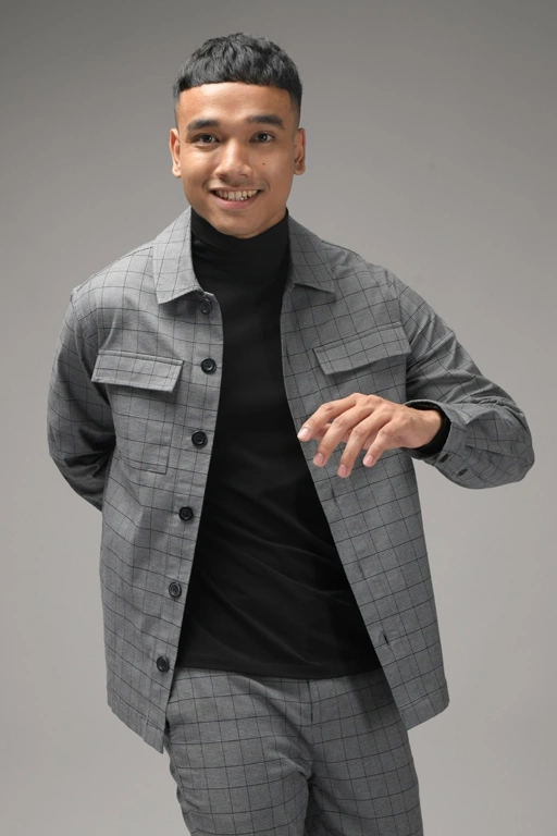 Image of SCOTT TARTAN JACKET DARK GREY