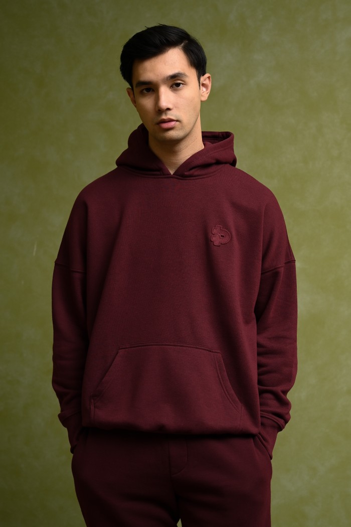 PREPP OVERSIZED HOODIE SIGNATURE PATCH MAROON