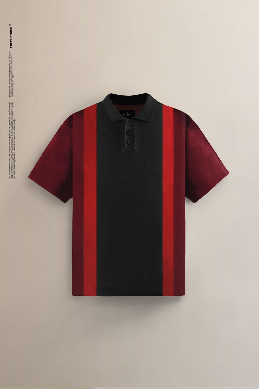 POLO STRIPE SENSE 3 STRIPE MAROON BLACK