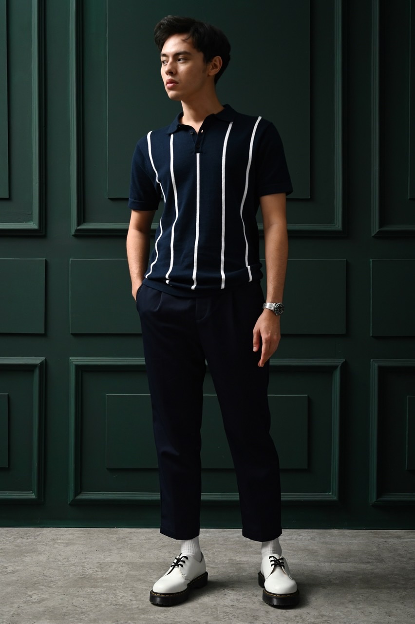 PSAS16-STRIPY POLO NAVY