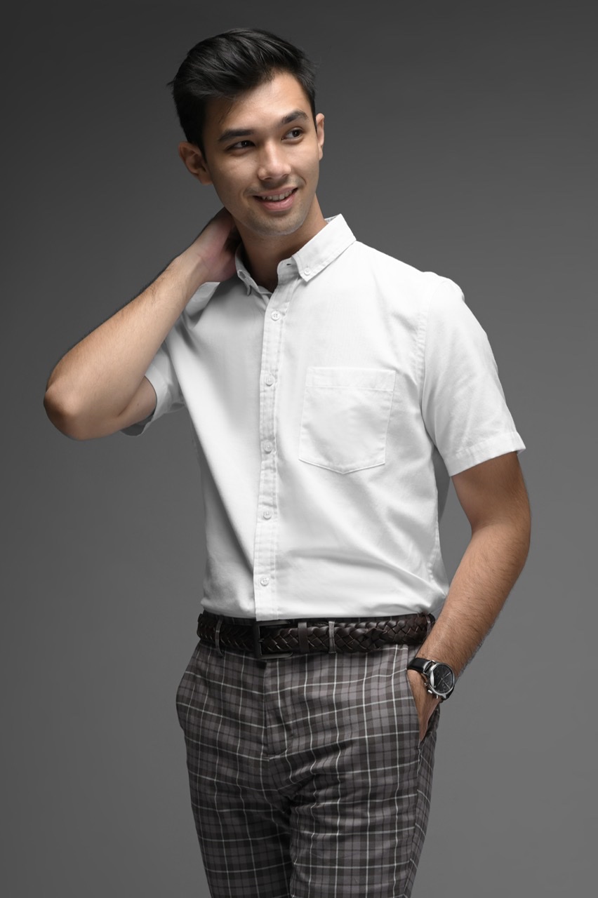 EXETER WHITE BUTTON SHORT SLEEVE SHIRT WHITE