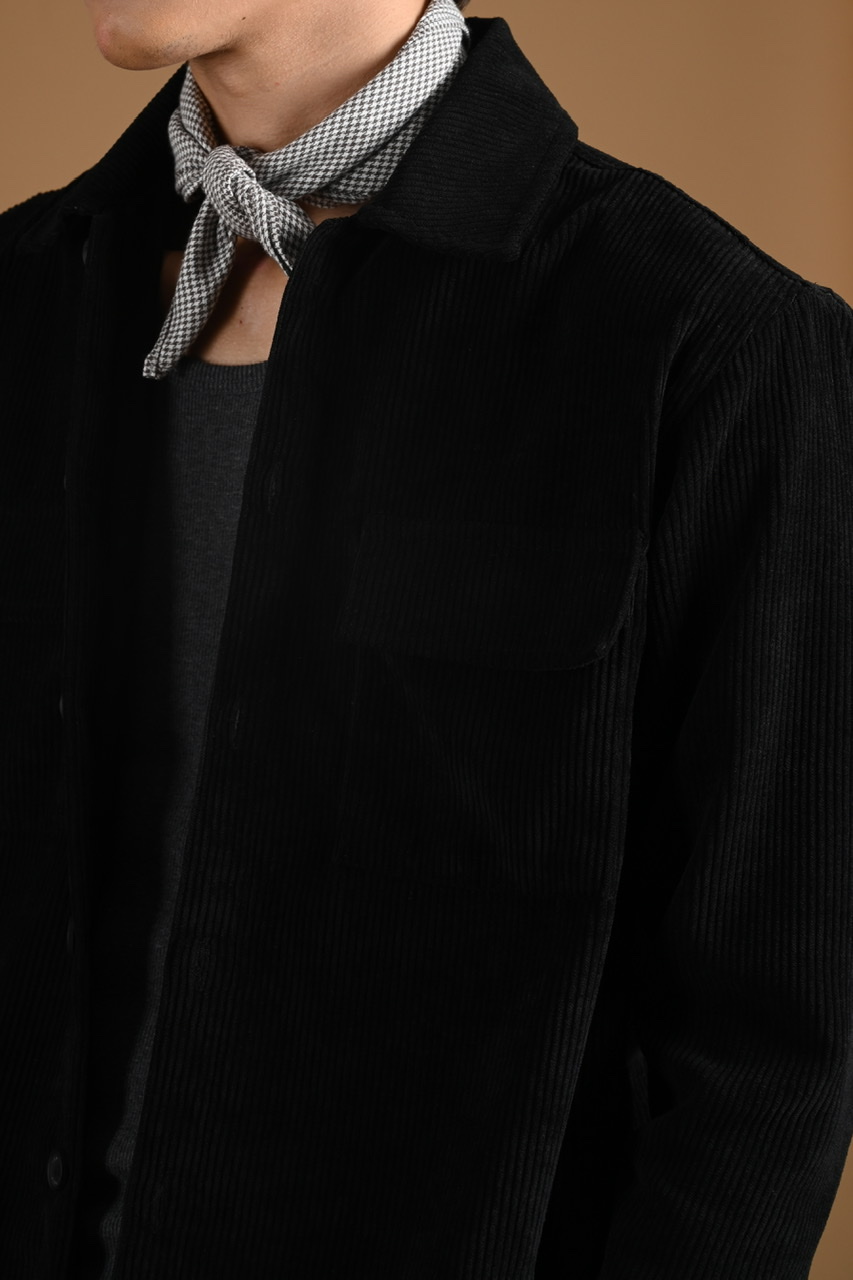PODS02-CORDUROY OVERSHIRT JACKET BLACK