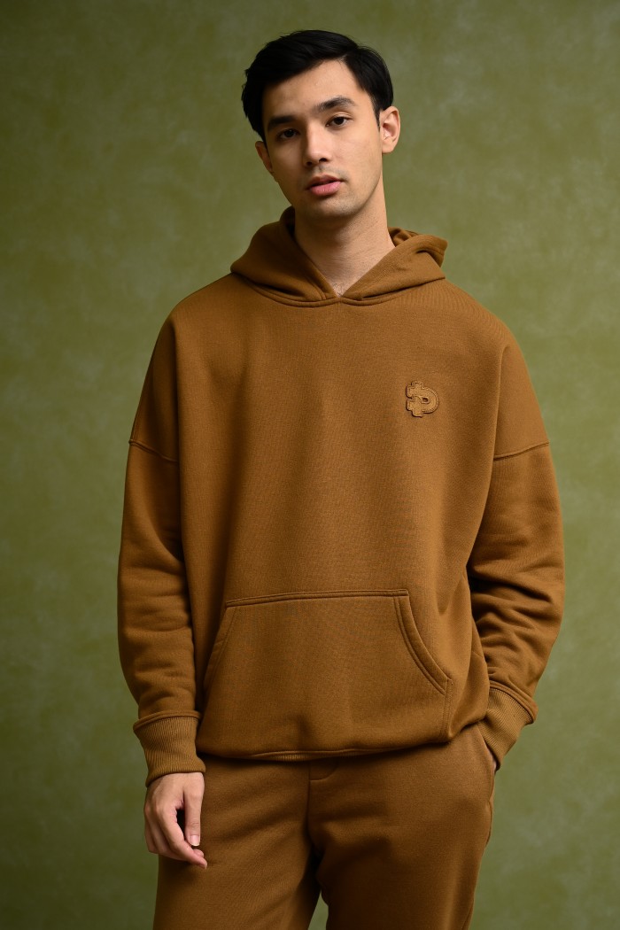 PREPP OVERSIZED HOODIE SIGNATURE PATCH BROWN