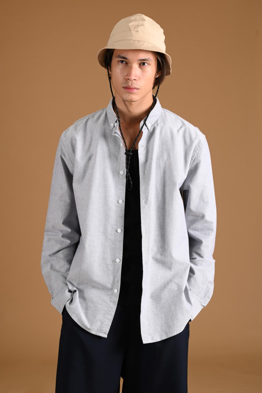 SIGNATURE OXFORD LONG SLEEVE SHIRT GREY
