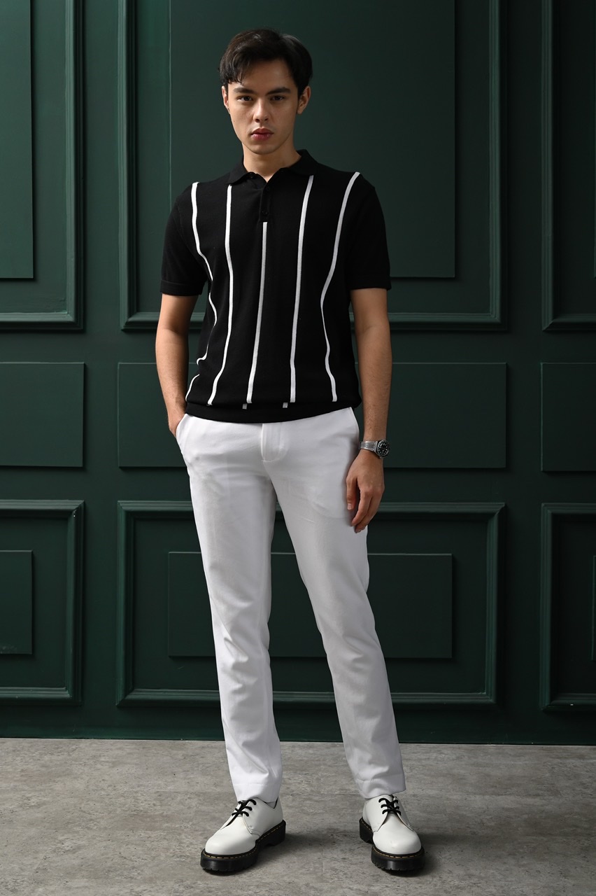 STRIPY POLO BLACK
