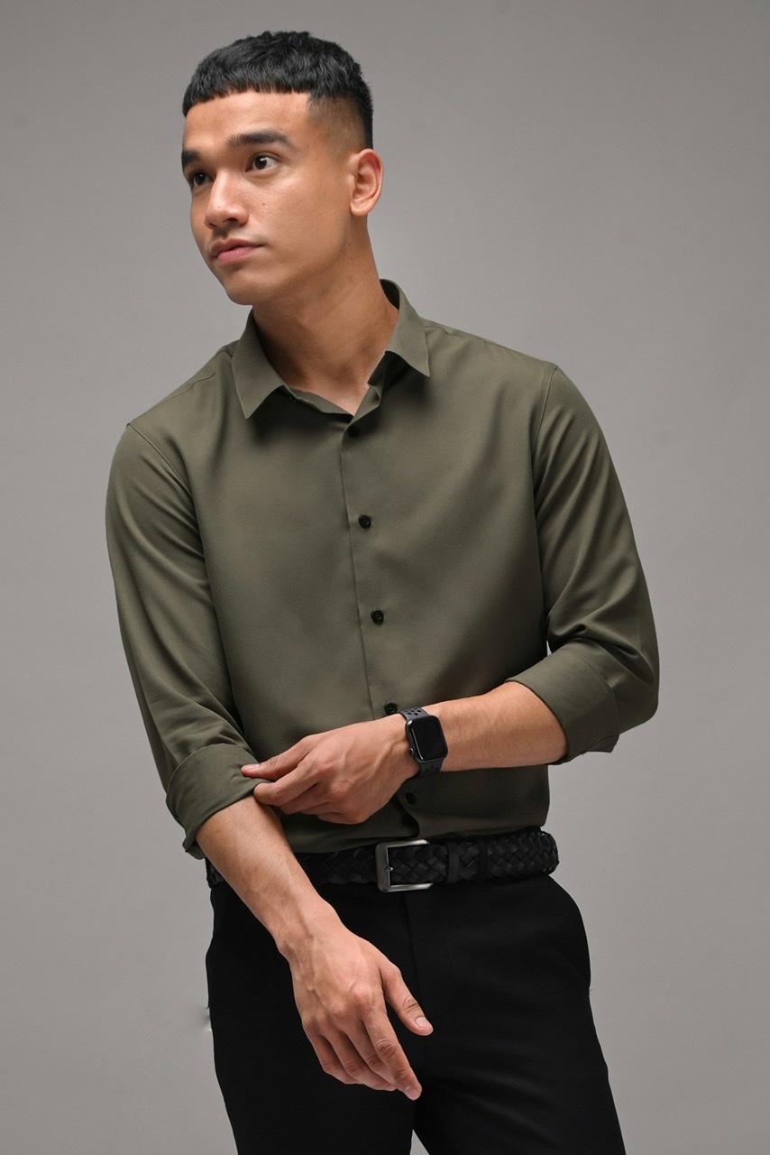 PSBI38-GANGNAM LONG SLEEVE SHIRT CHARCOAL