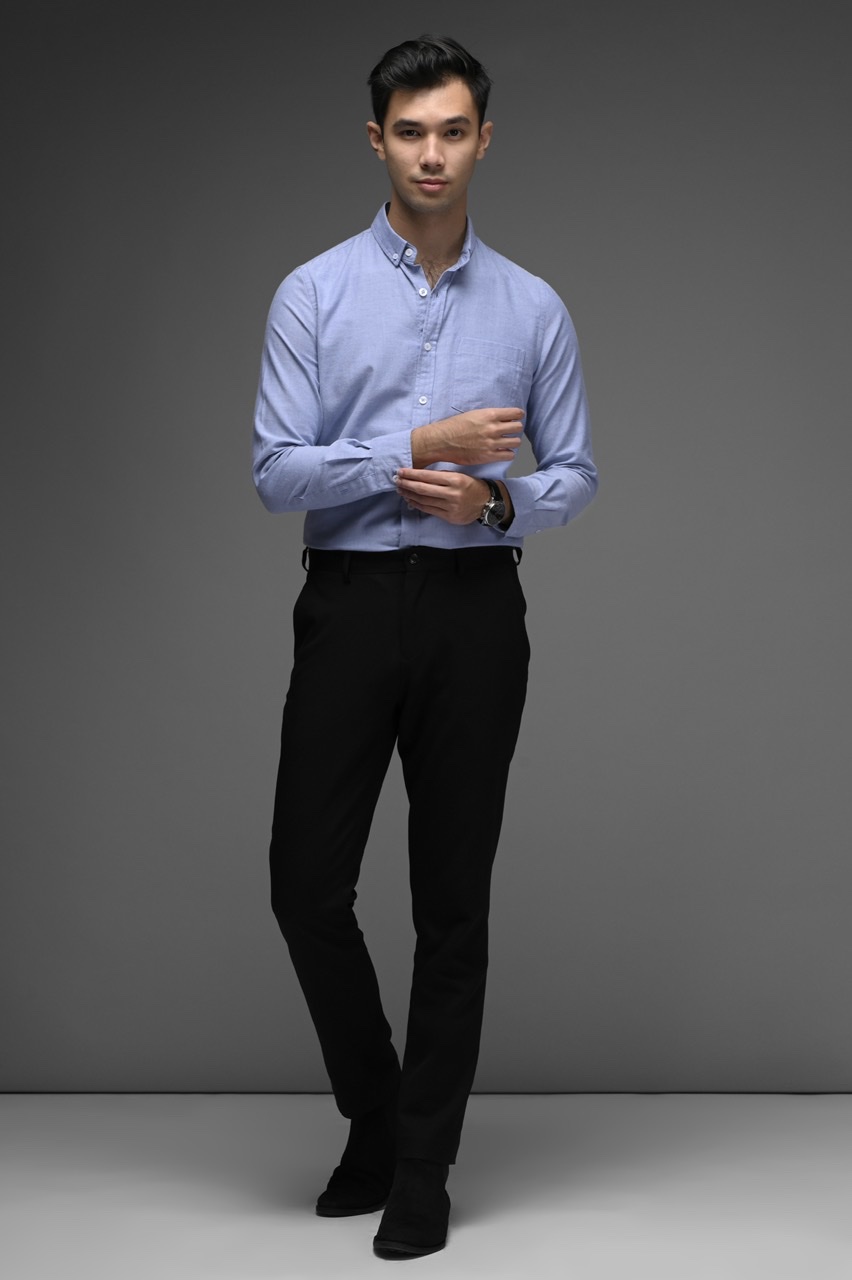 EXETER WHITE BUTTON LONG SLEEVE SHIRT LIGHT BLUE