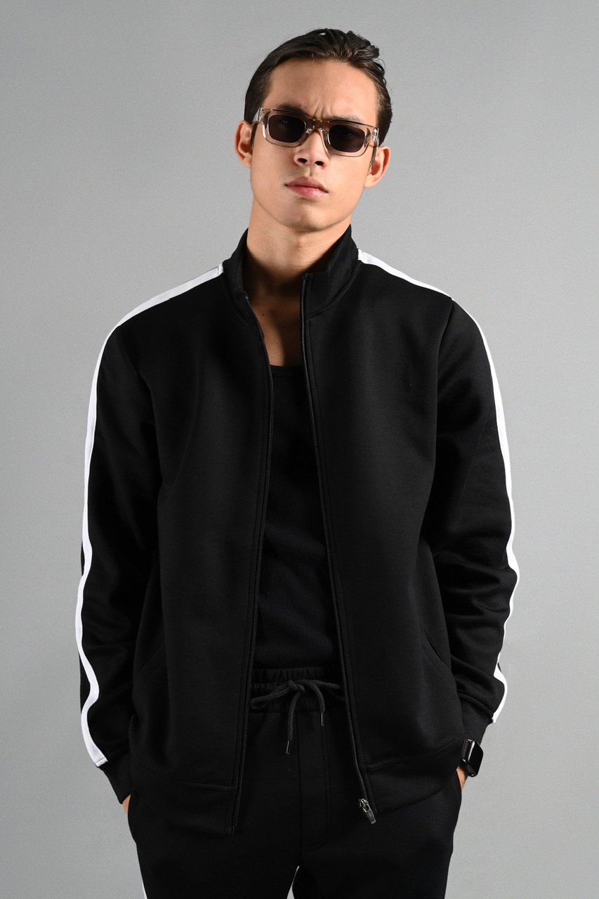 TWEED TRACKTOP BLACK STRIPE WHITE
