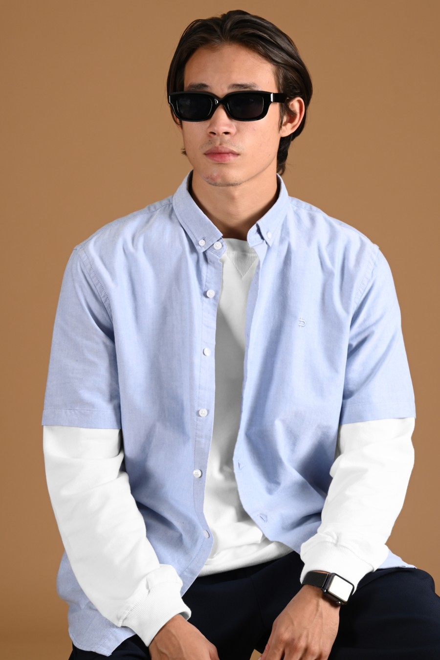 PSDC04-SIGNATURE OXFORD SHORT SLEEVE SHIRT BLUE