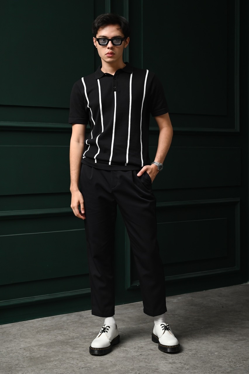 STRIPY POLO BLACK
