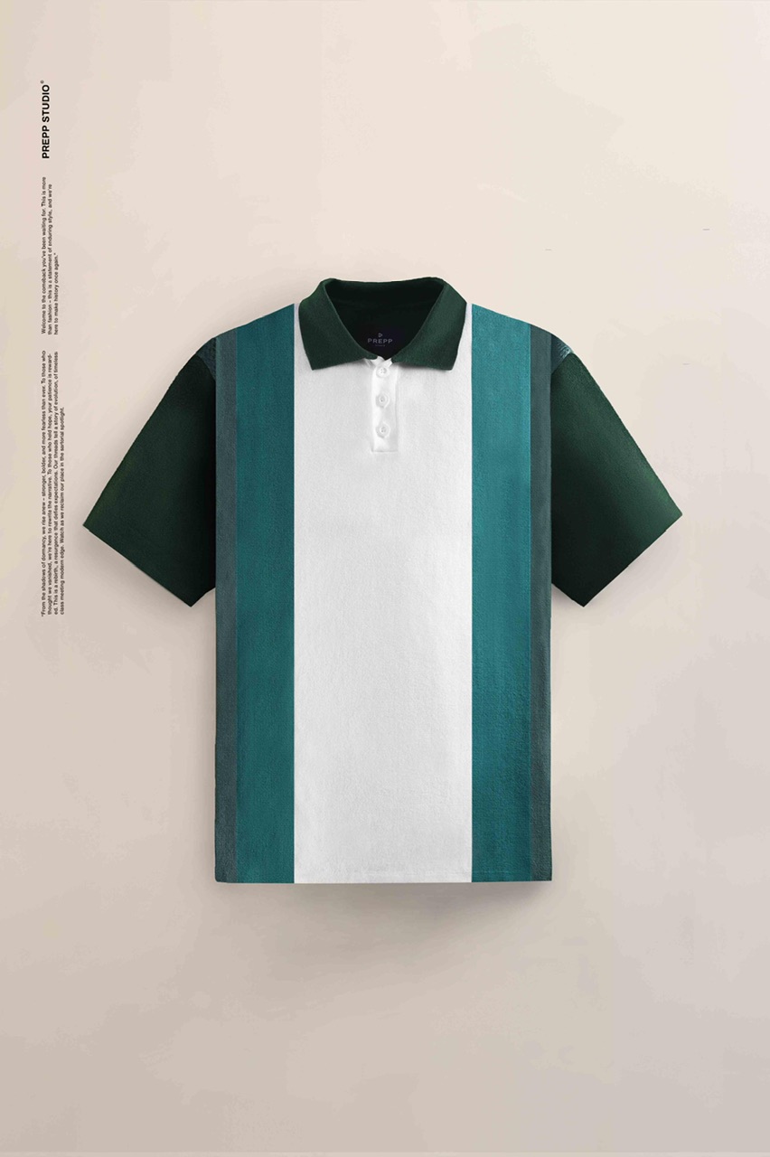 PLFW99-POLO STRIPE SENSE 4 STRIPE GREEN WHITE