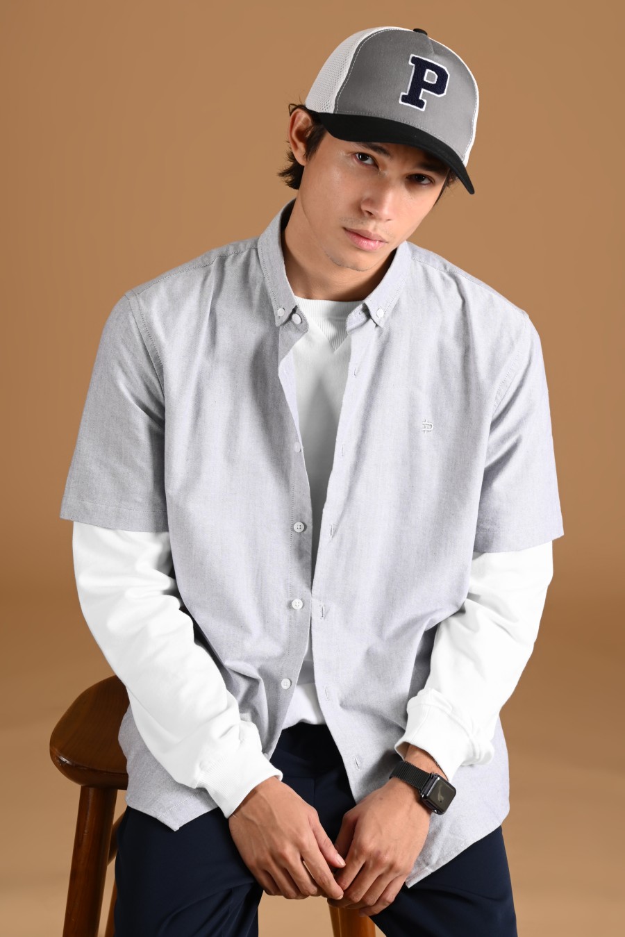 SIGNATURE OXFORD SHORT SLEEVE SHIRT GREY