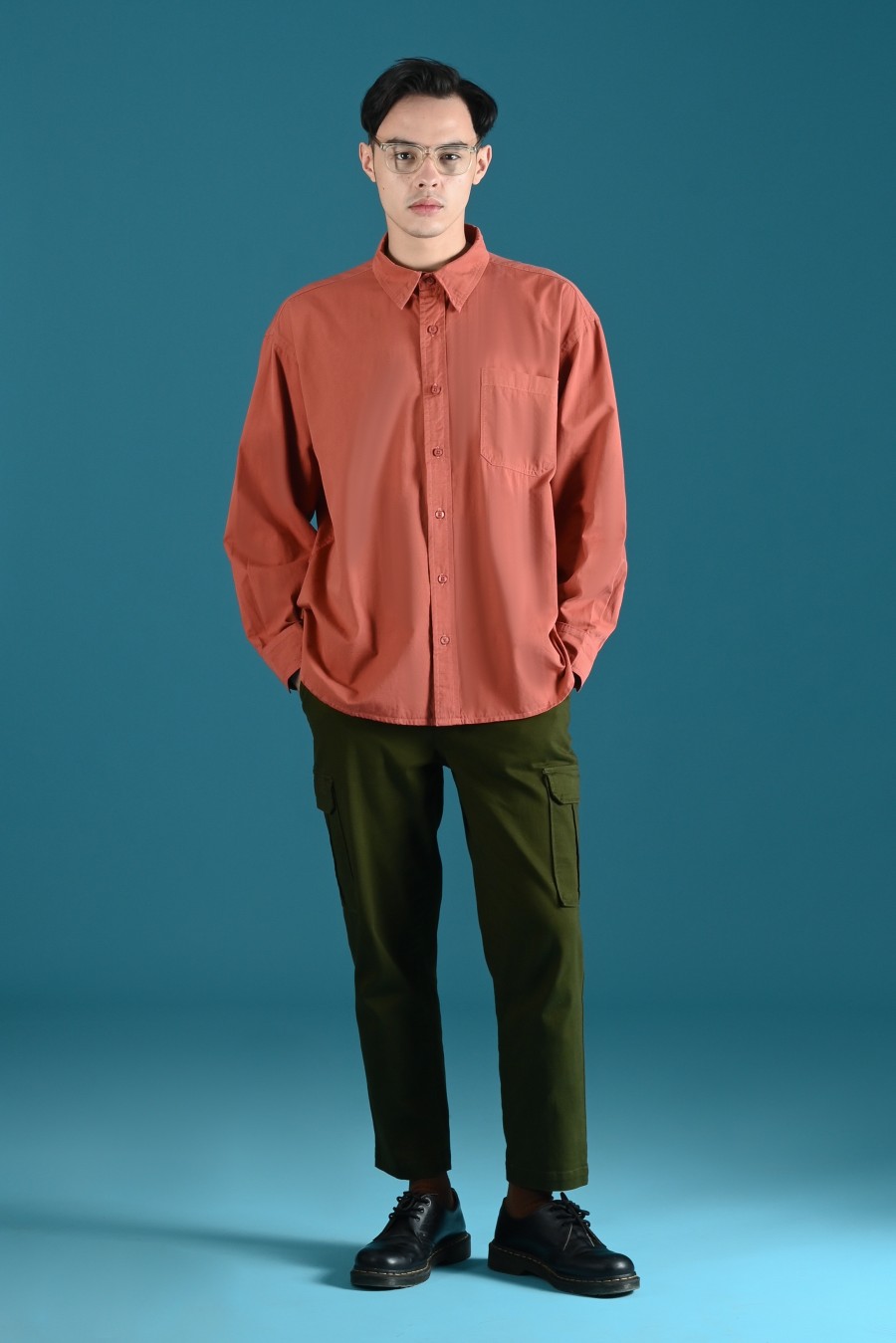 DREXEL OVERSIZED SHIRT BASIC COLLAR TERRACOTA