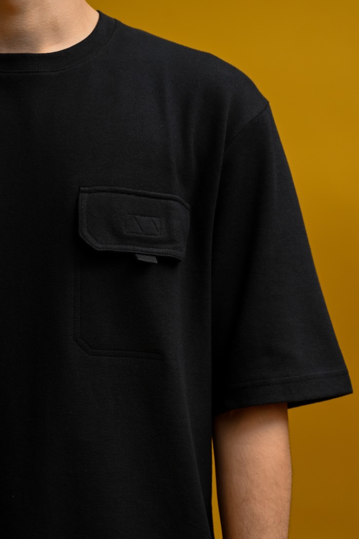 PTDJ02-POCKET OVERSIZED TEES BLACK