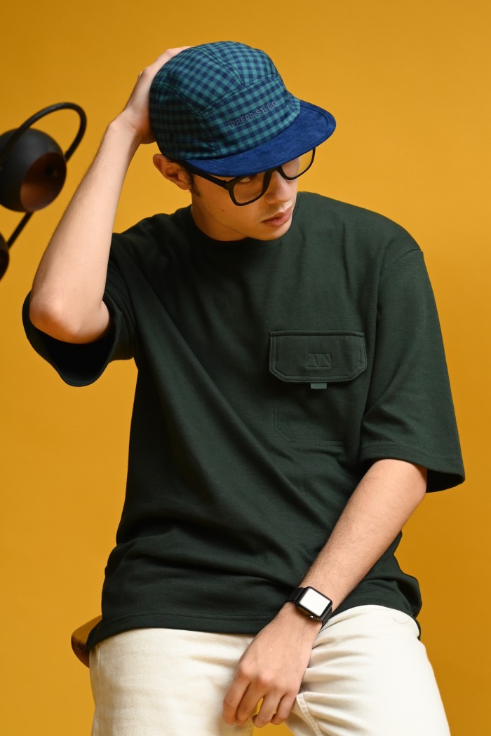 PTDJ55-POCKET OVERSIZED TEES FOREST GREEN