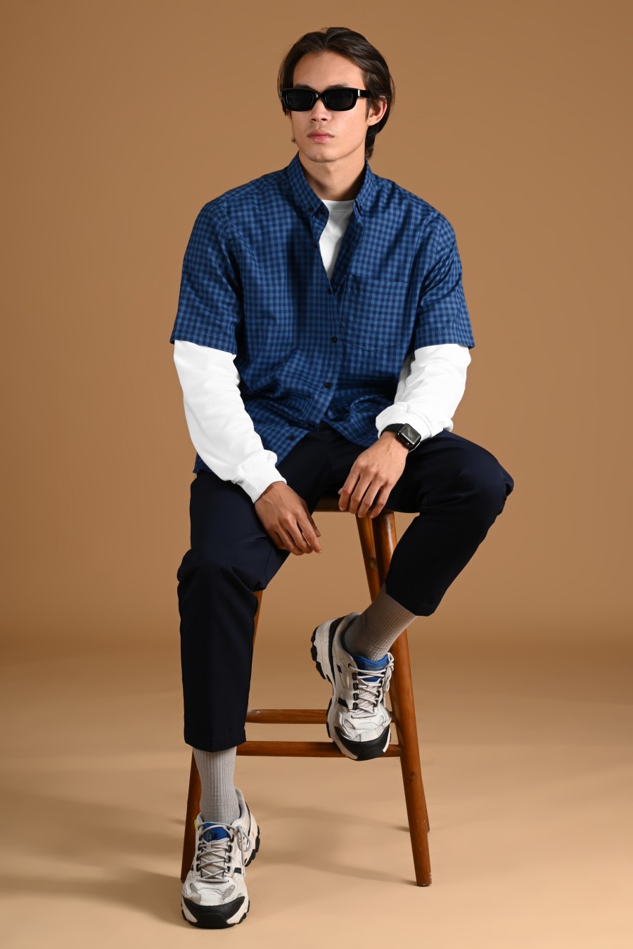 GINGHAM SHORT SLEEVE SHIRT PREPP SCOOTER EDITION NAVY TONAL