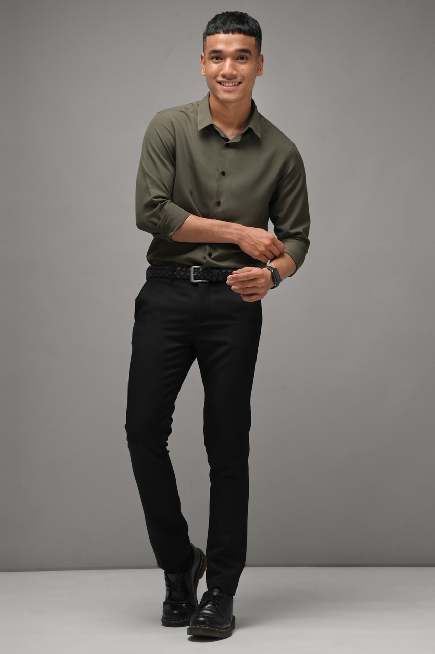 PSBI38-GANGNAM LONG SLEEVE SHIRT CHARCOAL