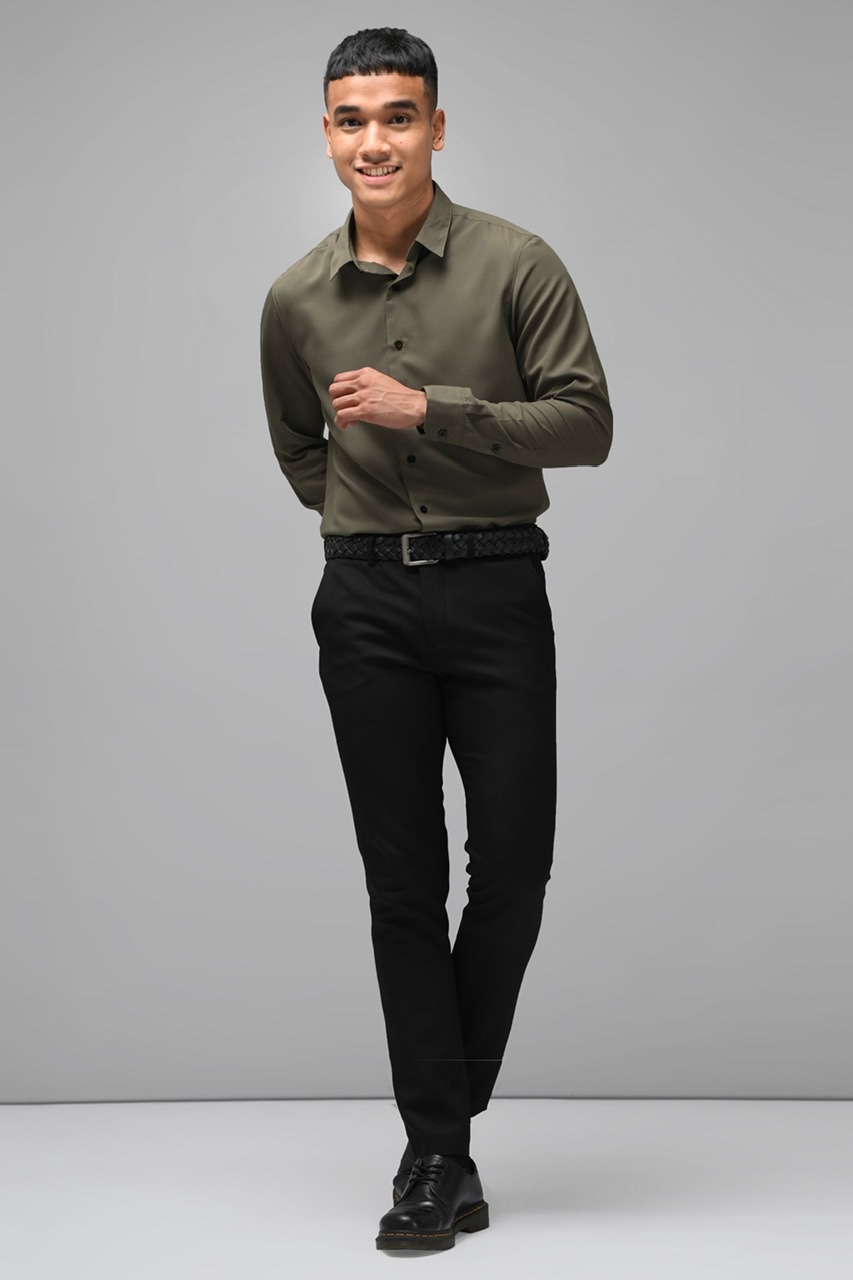 PSBI38-GANGNAM LONG SLEEVE SHIRT CHARCOAL
