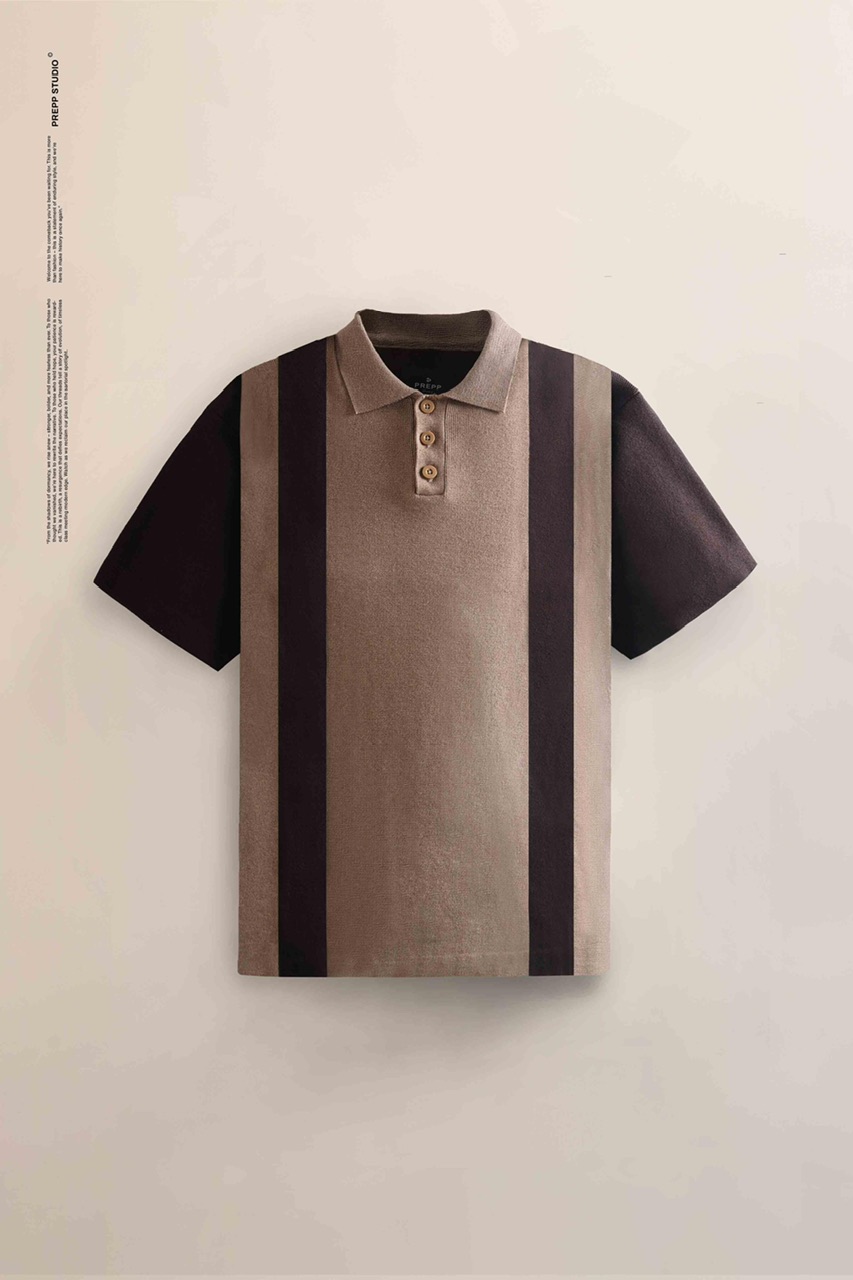 PLFT96-POLO STRIPE SENSE 2 STRIPE DARK BROWN