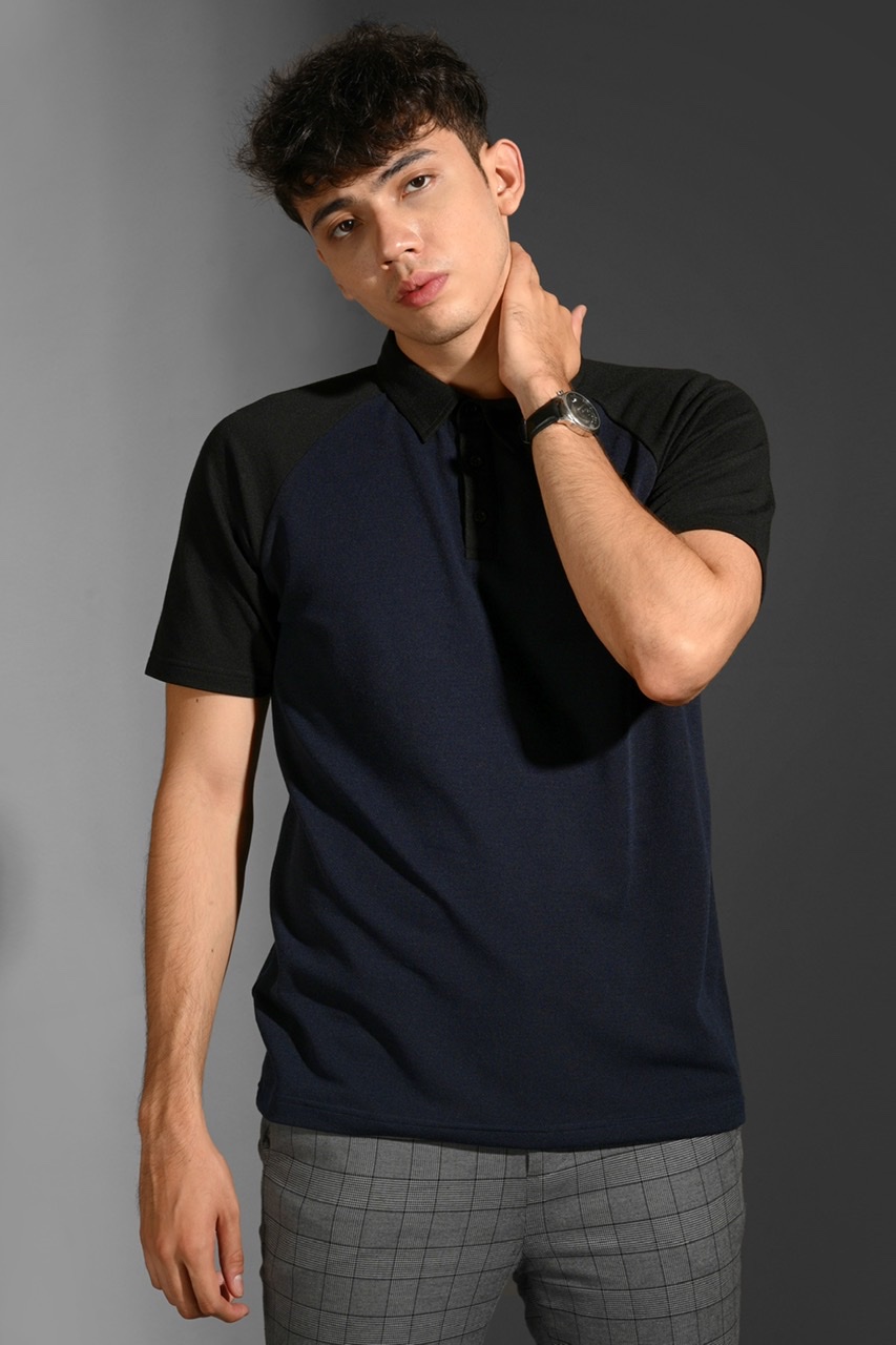 EAZYDRY POLO RAGLAN NAVY BLACK