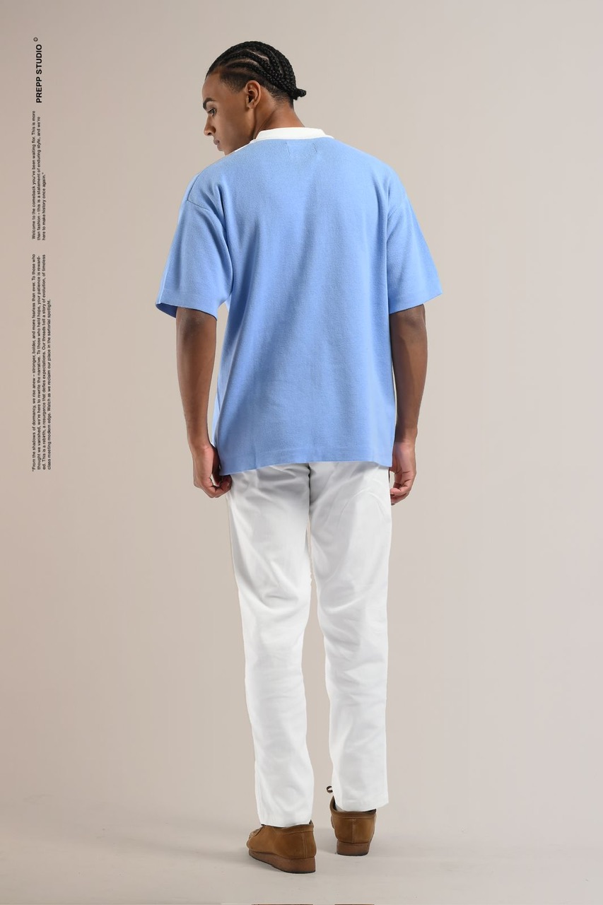 POLO STRIPE SENSE 3 STRIPE LIGHT BLUE CREAM WHITE