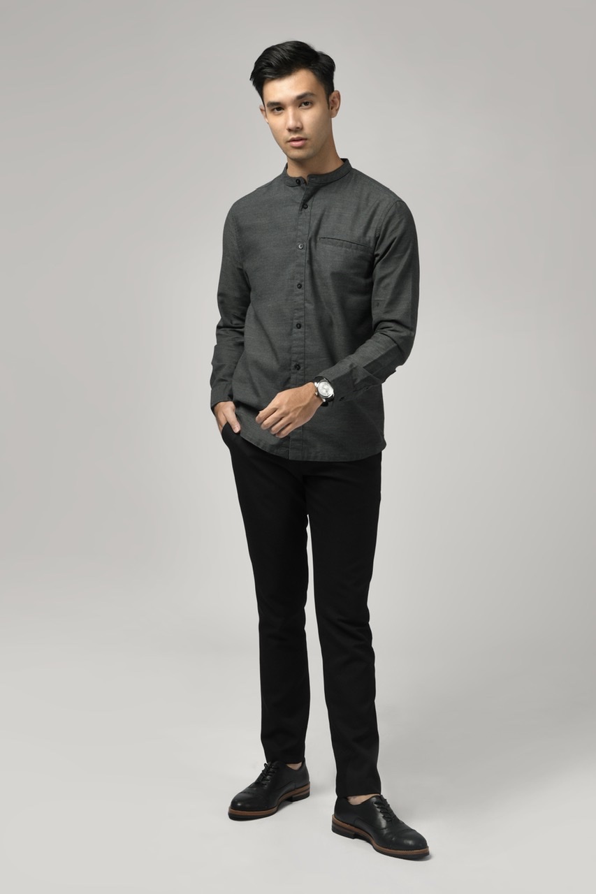 KALPEN COLLARLESS SHIRT BLACK