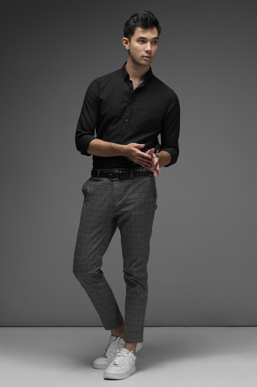 EXETER BLACK BUTTON LONG SLEEVE SHIRT BLACK