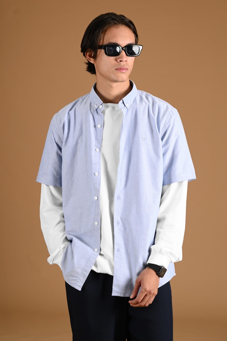 PSDC04-SIGNATURE OXFORD SHORT SLEEVE SHIRT BLUE
