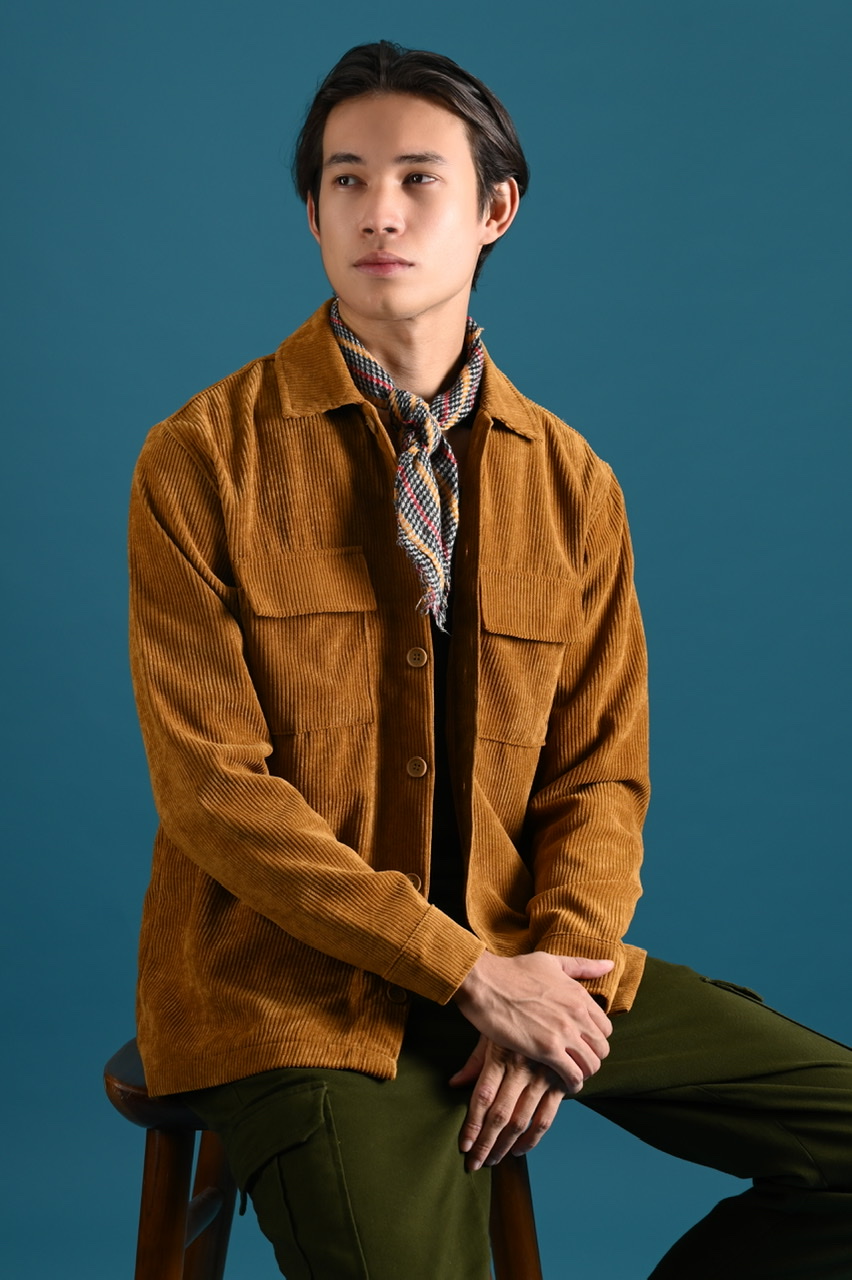 CORDUROY OVERSHIRT JACKET LIGHT BROWN