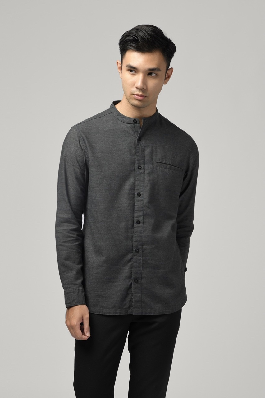 KALPEN COLLARLESS SHIRT BLACK
