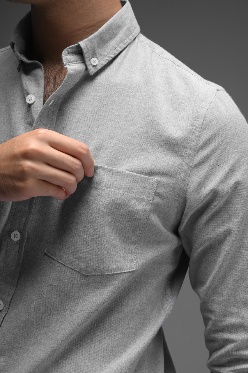 EXETER WHITE BUTTON LONG SLEEVE SHIRT GREY
