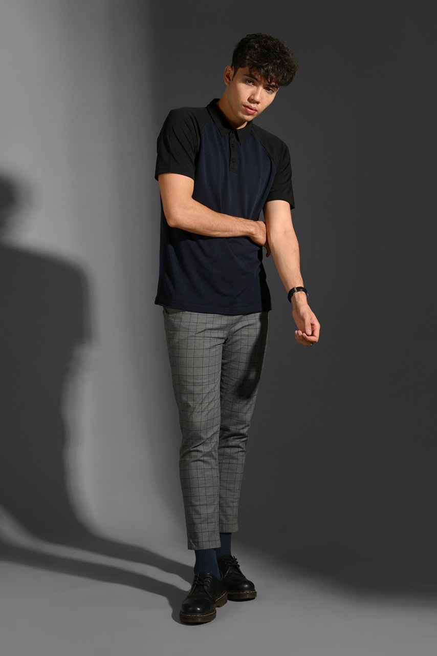 EAZYDRY POLO RAGLAN NAVY BLACK