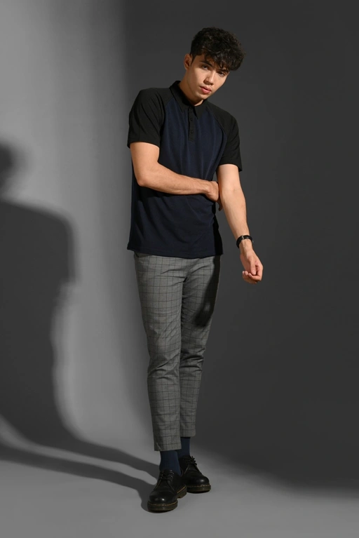 Image of EAZYDRY POLO RAGLAN NAVY BLACK