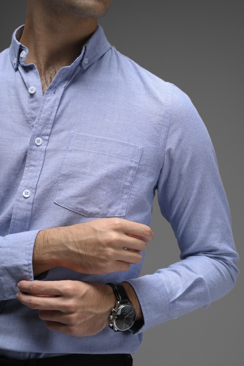 EXETER WHITE BUTTON LONG SLEEVE SHIRT LIGHT BLUE