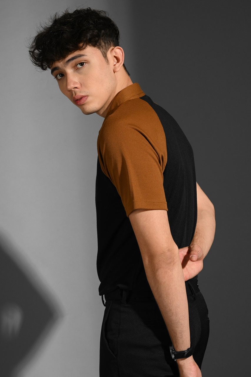 EAZYDRY POLO RAGLAN BLACK BROWN